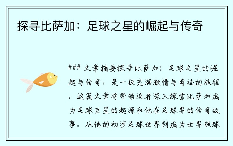 探寻比萨加：足球之星的崛起与传奇